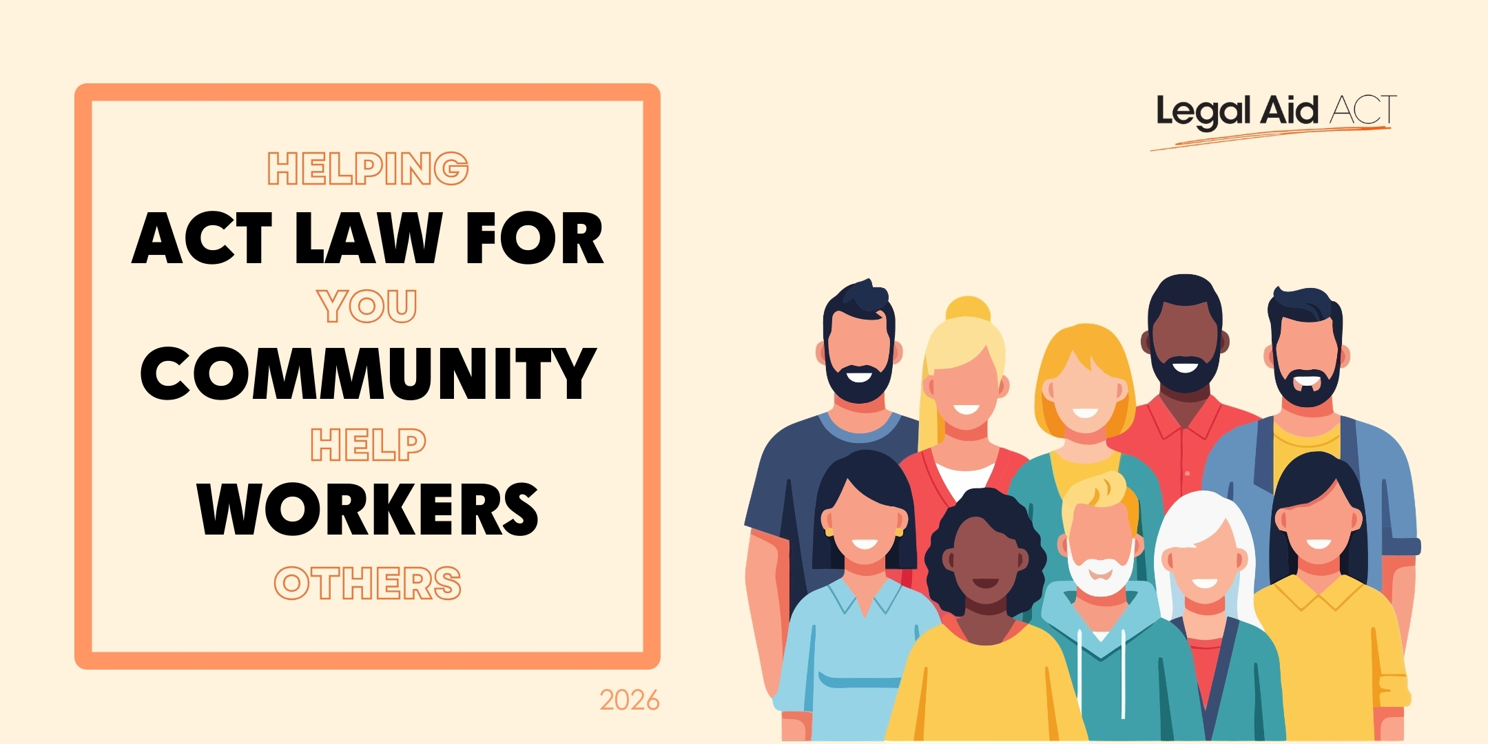 'ACT Law for community works' with a graphic of a group of people